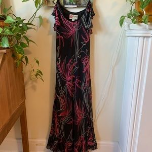 Vintage Hilo Hattie 100% Silk Dress, Small, Hawaiian Island Floral Print, 90s